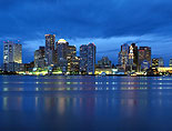 Boston City Lights and Sunset