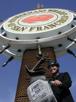 Cruising under the Fisherman's Wharf Sign while on the San Francisco Waterfront Segway Tour
