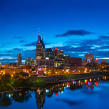 See Nashville’s skyline and notable landmarks illuminated at night